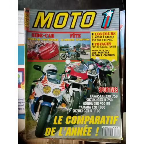 Moto 1 107 Kawasaki Zxr750,Suzuki Gsxr750,Honda Cbr900rr,Yamaha Fzr1000,Suzuki Gsxr1100,Hechard Gl1500,Grospiron,Harley Rr 1600 Sundance,Piaggio Quartz 50,Honda Cub Ez 90,