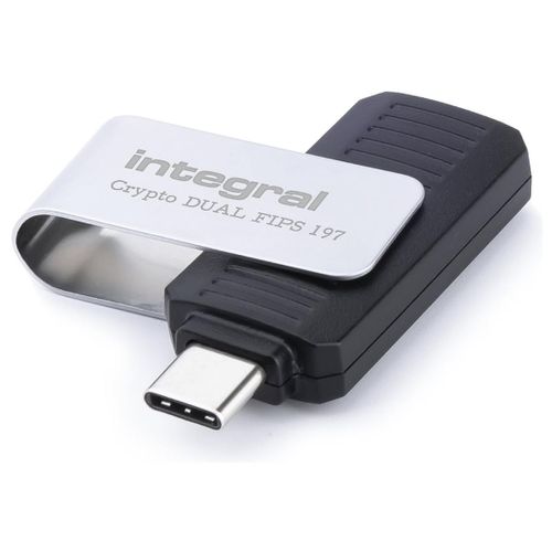 Integral Crypto-C Dual FIPS 197 - Clé USB - chiffré - 32 Go - USB-C 3.2 Gen 1 - argent noir