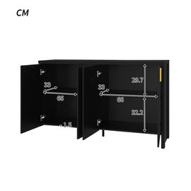 Buffet moderne poignées dorées et séparateurs réglables noir