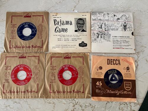 6 Disques 45 Tours Annees 50