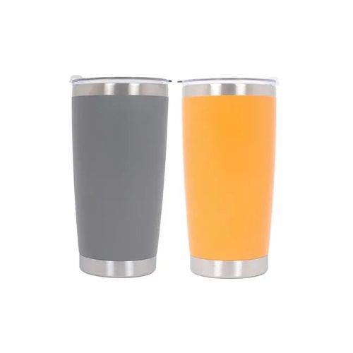 2x Thermos Tasse Isotherme Acier Inoxydable Ss304 Double Paroi 590ml Orange Gris
