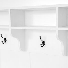 Vestiaire blanc banc rangement chaussures multifonctionnel 3 crochets suspendus espace rangement ouvert étagères couloir