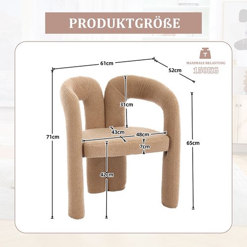 Fauteuil ergonomique haut de gamme revêtement teddy exclusif design unique soutien dorsal confort maximal marron