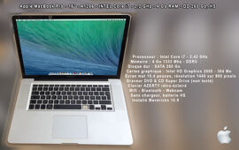 Apple MacBook Pro - 15" - A1286 - INTEL Core i7 - 2.2 GHz - 4 Go RAM - DD 250 Go, HS