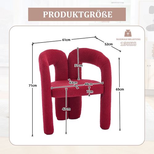 Fauteuil ergonomique haut de gamme revêtement teddy exclusif design unique soutien dorsal confort maximal rouge