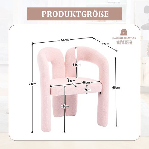 Fauteuil ergonomique haut de gamme revêtement teddy exclusif design unique soutien dorsal confort maximal rose