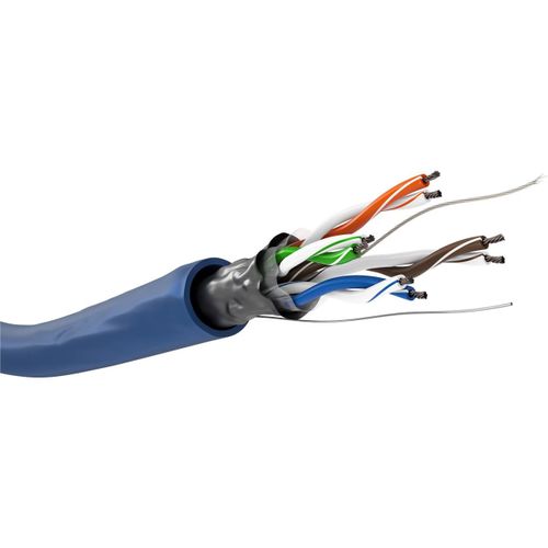 Goobay Bobine 100m CAT 5e Câble Réseau F/UTP Bleu (CCA) Gaine PVC