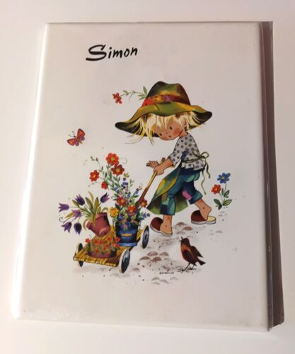 Jolie Faïence décorative personnalisée prénom Simon idée cadeau noël anniversaire neuve