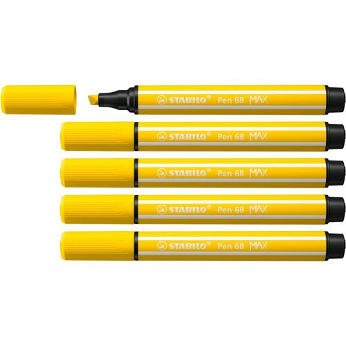 Stabilo Lot De 5 Feutres Pen 68 Max, Jaune Citron