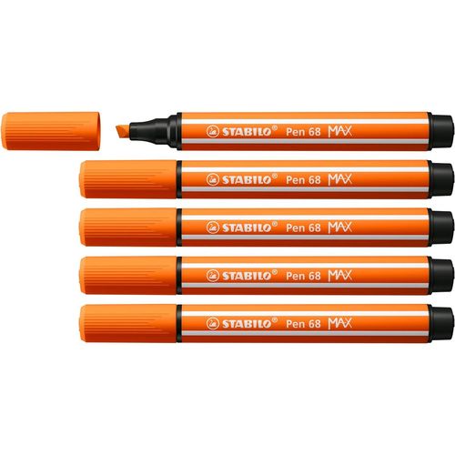Stabilo Lot De 5 Feutres Pen 68 Max, Rouge Jaunâtre
