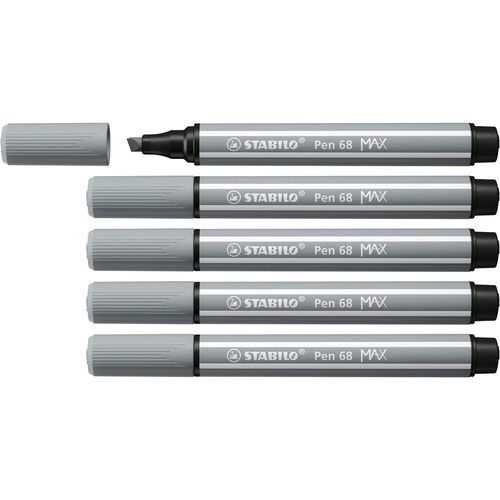 Stabilo Lot De 5 Feutres Pen 68 Max, Gris Moyen