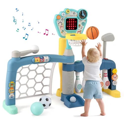 Costway Panier De Basket 5 En 1 Pour Enfant Costway Avec Panier De Basket, But De Football, Golf, Bowling, Baseball, Musique Et Led
