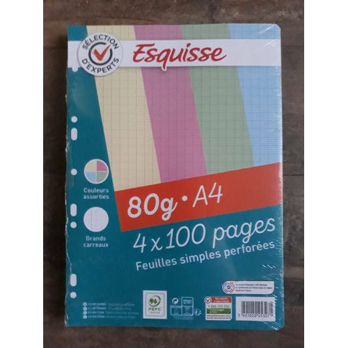 Paquet De 400 Feuilles 4 Couleurs
