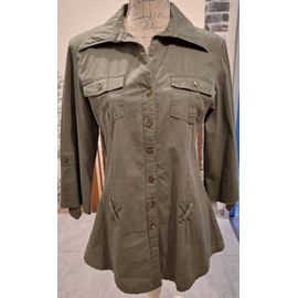 Chemise Longue Kaki Uni Tendance