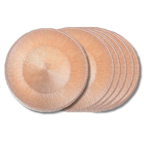 Assiette Plate Glitter Doré 28 Cm (Lot De 6)
