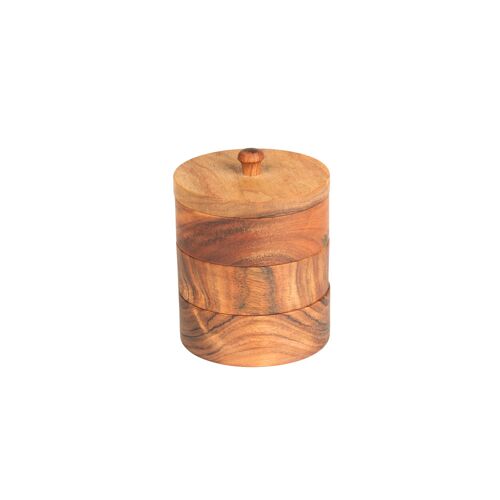 3 Pots Épices En Bois D'acacia 11 Cm