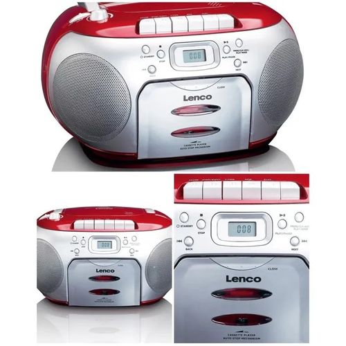 Radio CD Cassette FM portable Lecteur de cassettes CD Rouge