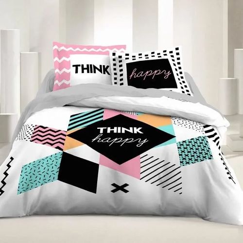 Parure De Drap 2 Places 100% Coton 57 Fils-Cm² - Happy