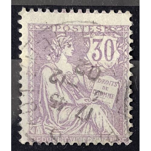 Mouchon 1902 (Retouché = Cartouche Ecusson) 30c Violet (Très Joli N° 128) Obl - France Année 1902 - Brn83 - N31576