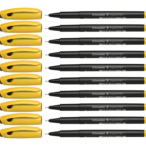 Schneider Lot De 10 Feutres Fineliner Topliner 967 04 Jaune