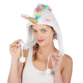 Chapeau Capuche Licorne Adulte - Ptit Clown - 16280 - Blanc - Accessoire Déguisement - Taille Unique