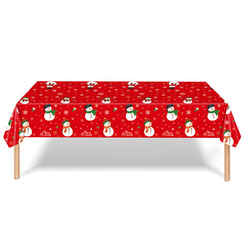Nappe jetable 137 x 274 cm pour fête d'anniversaire de Noël avec bonhomme de neige - Accessoires de décoration