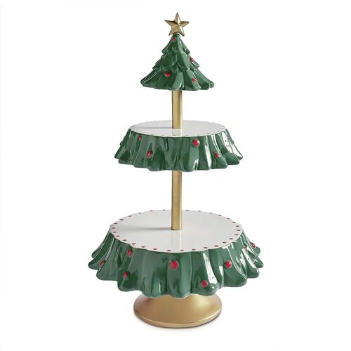 Noël Snack-Support De Présentoir Double Couches De La Forme De L'Arbre