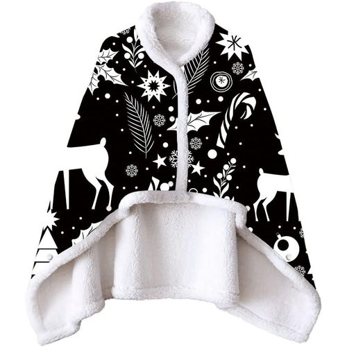 Épaisse Et Molle Sherpa Polaire Couverture D'hiver Bouton Imprimer En Microfibre Chaleureuse Et Agréable De Jeter Une Couverture Pour Les Adultes, Les Enfants (150x120cm, Black Elk Cloches)