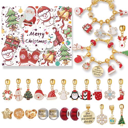 Santa Claus Or Compte À Rebours Calendrier Bracelet¿ 2023 Calendrier De L'avent Pour Les Enfants Filles, Calendrier De L'avent Filles De Bijoux De 5-13 Ans,