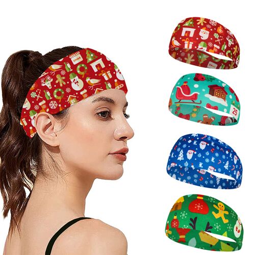 4pcs De Noël De La Sueur-Absorbant Voile, Le Yoga Bandeau De Course