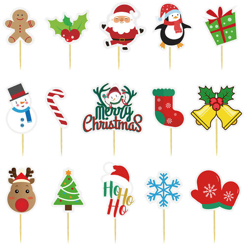 15 Gâteau De Noël Wrapper Casquettes, Articles De Fête De Noël Gâteau Insérer Conseils
