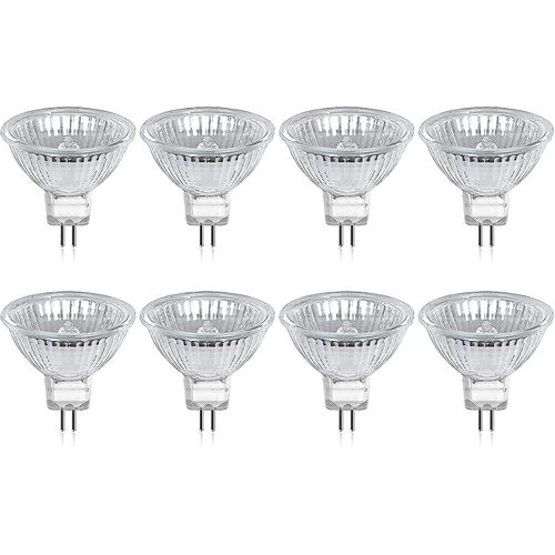 Ampoule Halogène Gu5.3 Mr16 35 W 12 V Blanc Chaud 2800 K, Dimmable, Diffuseur En Verre, 400 Lumens, Culot 2 Broches, Lot De 8 Cisea
