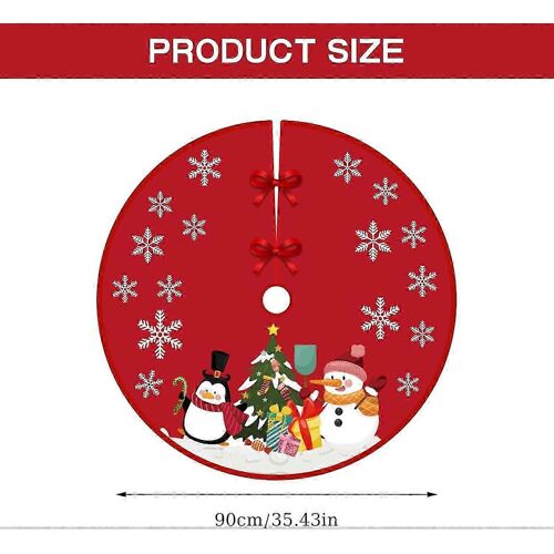 Jupe de sapin de Noël rouge décorative de 90 cm pour les fêtes d'hiver