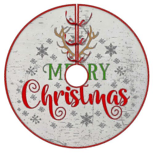 Jupe de sapin de Noël, tapis rond en peluche 122 cm