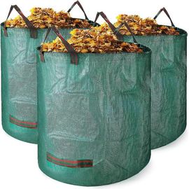 Lot de 3 sacs de jardin de 272 L, imperméables et pliables, pour déchets de jardin. Sacs poubelle réutilisables et résistants, autoportants et robustes.