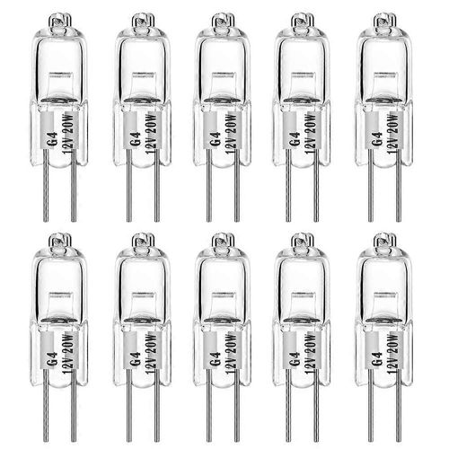 Ampoules Halogènes G4 20 W, Lot De 10, 12 V, Culot À 2 Broches, Blanches, À Intensité Variable