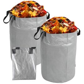 Sac à déchets de jardin, lot de 2 sacs poubelle de jardin pliables et réutilisables avec poignée (argent 100 l, 45 x 63 cm)