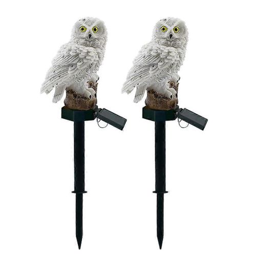 Lot De 2 Lampes Solaires Led Pour Jardin En Forme De Hibou, Lampe De Pelouse À Énergie Solaire