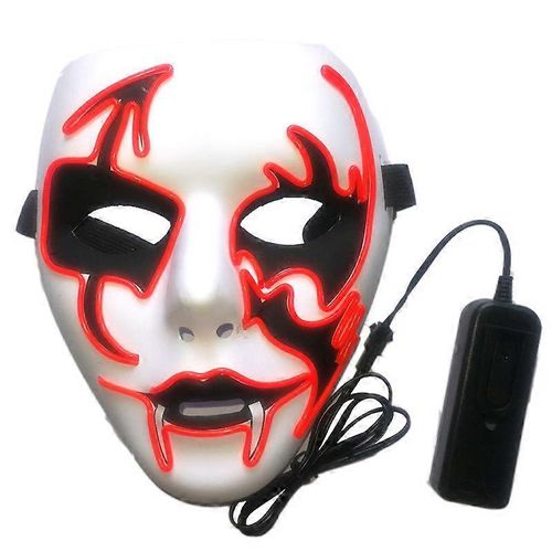 Masque Lumineux D'halloween (1 Pièce), Pvc Rouge Et Blanc, 18 X 20 Cm