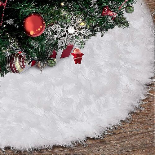 Jupe de sapin de Noël, tapis de sapin de Noël, décorations de sapin de Noël en peluche blanche enneigée, tapis en fausse fourrure, décoration de sapin de Noël, tapis de Noël