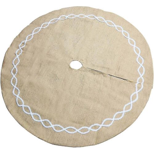 Jupe de sapin de Noël en toile de jute avec dentelle, 122 cm, protège des aiguilles de pin, tapis pour pied de sapin