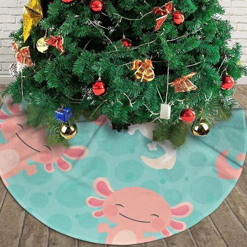 Jupe de sapin de Noël, 76 cm, motif axolotl kawaii, pour décorations et ornements de Noël