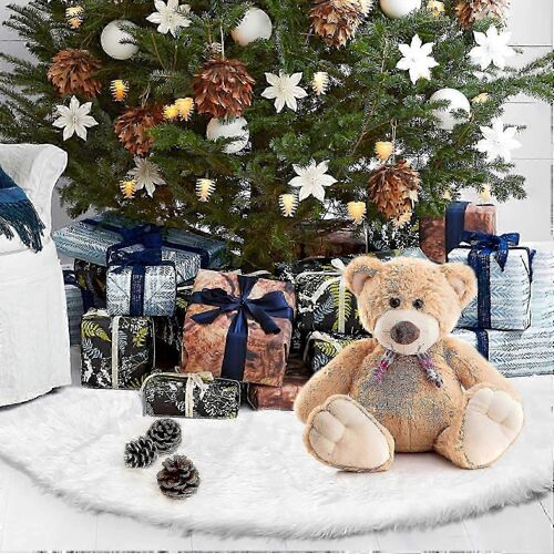 Jupe de sapin de Noël en peluche blanche, 90 cm, décoration de sapin de Noël, tapis de sapin, jupe de sapin, tapis de Noël pour les fêtes
