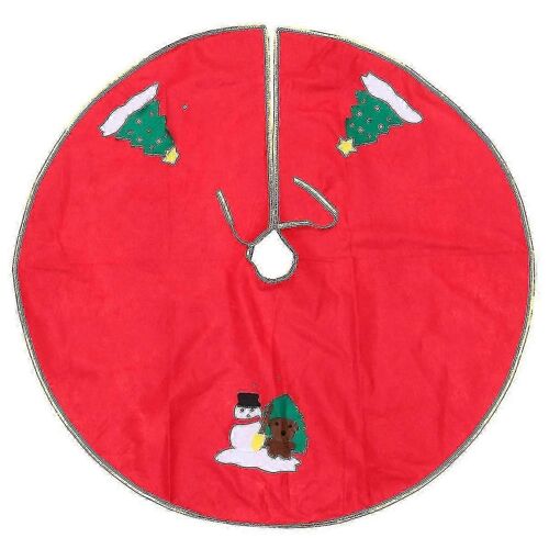 1 Tablier De Sapin De Noël De 90 Cm, Jupe De Sapin Festive, Revêtement De Base Pour Sapin De Noël, Décoration De Fête De Noël (Bordure Dorée, Style Bonhomme De Neige)