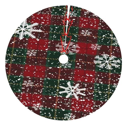 Jupe de sapin de Noël à carreaux, 122 cm (48 pouces), épaisse, idéale pour les fêtes d'hiver et les décorations de Noël rustiques.