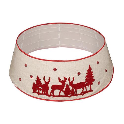Collier de sapin de Noël 30 pouces Flocon de neige et élan Jupe de sapin de Noël Anneau de protection pour la base Décorations de Noël, de fêtes et du Nouvel An