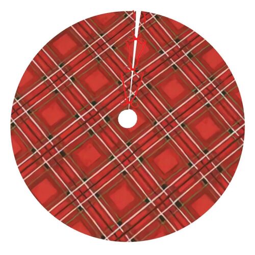 Jupe de sapin de Noël à carreaux, 122 cm (48 pouces), épaisse, idéale pour les fêtes d'hiver et les décorations de Noël rustiques.