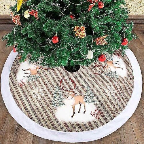 Jupe de sapin de Noël 98 cm / 38 pouces, jupe de sapin décorative en flanelle (motif élan)