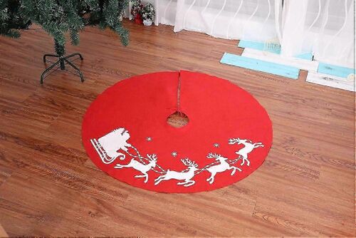 Jupe de sapin de Noël, 100 cm, rouge, pour les décorations de Noël et des fêtes de fin d'année