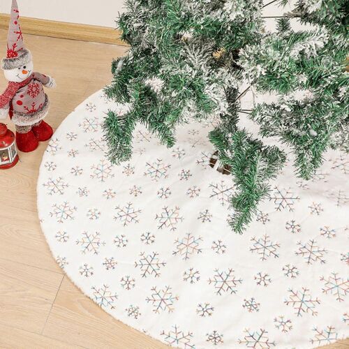 Jupe de sapin de Noël à paillettes, décorations de Noël blanches, jupe de sapin en peluche à paillettes
